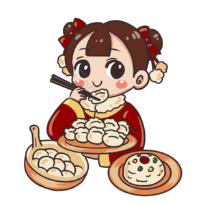 吃饺子 红色 过年 喜庆 人物 春节 小年 除夕